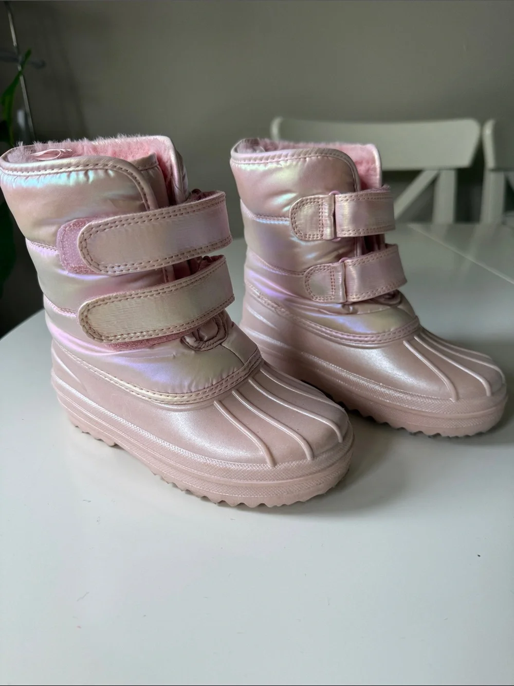 The Children's Place Pink Iridescent Kids' Rain & Snow Boots with Double Straps